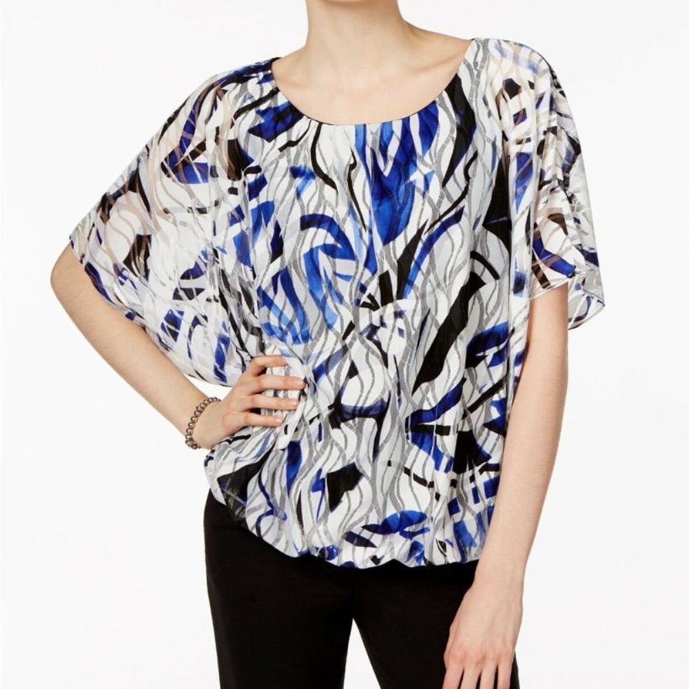 Alfani Petite Ladies' Printed Textured-Mesh Bubble